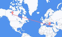 Flyg från Yellowknife, Kanada till Paros, Grekland