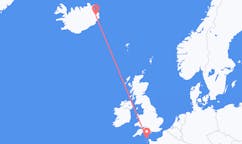 Flyreiser fra Egilsstaðir, Island til Alderney, Guernsey