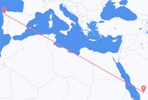 出发地 沙特阿拉伯出发地 奈季蘭目的地 西班牙圣地亚哥 － 德孔波斯特拉的航班
