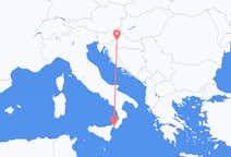 イタリアのレッジョディカラブリア州からから、クロアチアのザグレブまでのフライト
