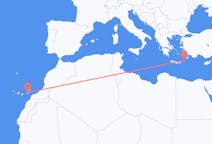 Flyreiser fra Karpathos, Hellas til Ajuy, Spania