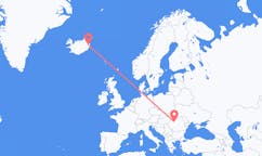 航班从罗马尼亚克卢日-纳波卡市到埃伊尔斯塔济市，冰岛塞尔