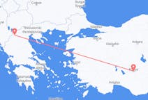 Vluchten van Kastoria, Griekenland naar Konya, Turkije