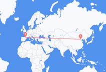 Flyg från Peking, Kina till Lourdes (kommun i Brasilien, São Paulo, lat -20,94, long -50,24), Frankrike