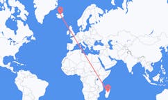 Flyreiser fra Antananarivo, Madagaskar til Akureyri, Island