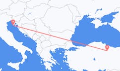 Flyg från Tokat, Turkiet till Pula, Kroatien