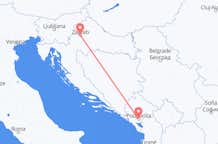 Loty z Podgorica, Czarnogóra z Zagrzeb, Chorwacja