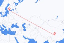 Flyg från Chengdu, Kina till Helsingfors, Finland