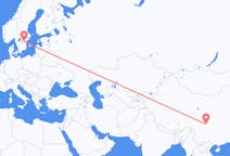 Flyrejser fra Chengdu, Kina til Linköping, Sverige