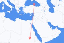 Flyg från Khartoum, Sudan till Samsun, Turkiet