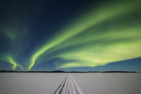 Northern Lights Jagd auf den Inari-See von Kakslauttanen mit Abendessen am Lagerfeuer