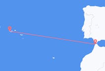Fly fra Tanger til Horta, Azores
