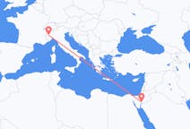 Vluchten van Akaba, Jordanië naar Turijn, Italië