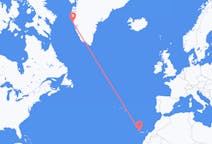 出发地 格陵兰出发地 瑪尼特索克目的地 西班牙圣克鲁斯-德拉帕尔马的航班