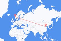 Flyg från Tianjin, Kina till Førde, Norge