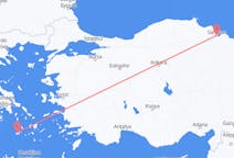 Flyrejser fra Samsun, Tyrkiet til Milos, Grækenland