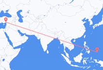 Flyreiser fra Koror, Palau til Adana, Tyrkia