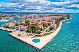 Aerial drone photo of famous european city of Pula and arena of roman time. Location Istria county, Croatia, Europe.