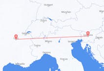 Flyreiser fra Ljubljana, Slovenia til Lyon, Frankrike