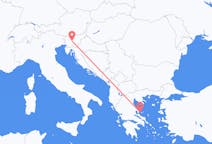 スロベニアのリュブリャナからから、ギリシャのスキアトス島までのフライト