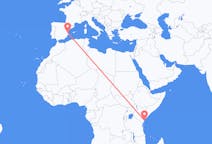 出发地 肯尼亚出发地 馬林迪目的地 西班牙巴倫西亞的航班