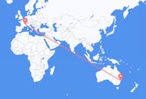 Flyg från City of Newcastle, Australien till Grenoble, Frankrike