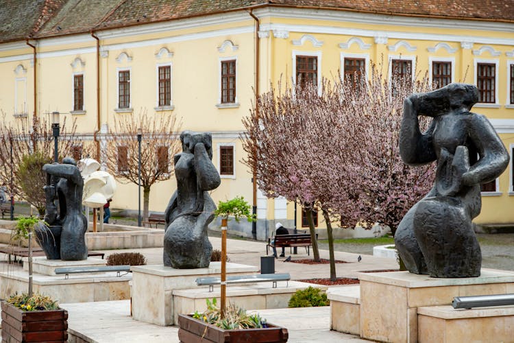 Statues in the theater square in Targu-Mures.