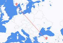 Lennot Kristiansandista, Norja Nevşehiriin, Turkki