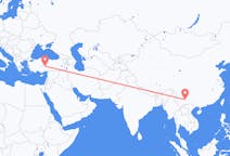 Flyg från Kunming, Kina till Nevsehir, Turkiet