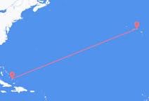 Flights from Crooked Island, the Bahamas to Terceira Island, Portugal