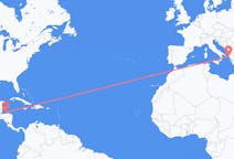 Flyrejser fra Coxen hul, Honduras til Korfu, Grækenland