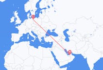 Flyrejser fra Abu Dhabi, De Forenede Arabiske Emirater til Stettin, Polen