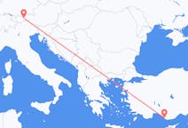 オーストリアのインスブルックからから、トルコのガジパシャまでのフライト