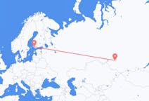 Vuelos de Novosibirsk, Rusia a turkú, Finlandia