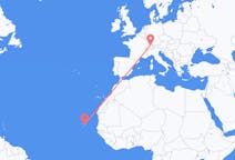 Flyg från Boa Vista (kommun i Brasilien, Roraima, lat 3,19, long -60,61), Kap Verde till Zürich, Schweiz