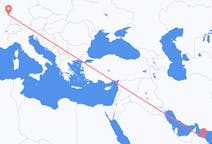 Flyreiser fra Muscat, Oman til Saarbrücken, Tyskland