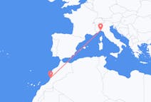 Vluchten van Agadir, Marokko naar Genua, Italië
