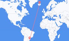 Flights from the city of Porto Alegre, Brazil to the city of Akureyri, Iceland