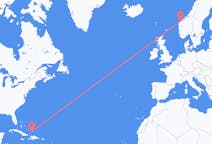 来自特克斯和凯科斯群岛普羅維登西亞萊斯島目的地 挪威Ålesund的航班
