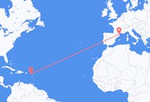 从圣基茨和尼维斯出发圣基茨岛目的地 法国佩皮尼昂的航班