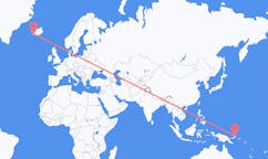 Flyreiser fra byen Rabaul, Papua Ny-Guinea til byen Reykjavik, Island