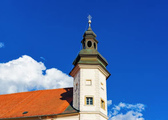 Photo of Tower of Maribor Castle on Grajski trg in Old city in Maribor in Slovenia in Europe. 