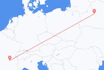 Flyg från Minsk, Vitryssland till Lyon, Frankrike