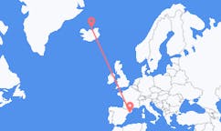 アイスランドのグリムジーから、スペインのバルセロナまでのフライト