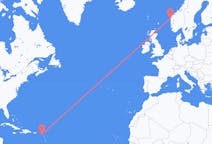 从圣基茨和尼维斯出发出发地 圣基茨岛目的地 挪威弗盧勒的航班