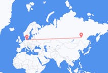 Flights from Neryungri, Russia to Rostock, Germany