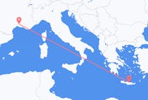 Flyg från Nîmes, Frankrike till Heraklion, Grekland