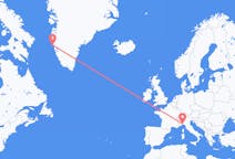 그린란드 마니초크에서 출발해 이탈리아 제노아로(으)로 가는 항공편