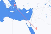 Vluchten van Al-`Ula, Saoedi-Arabië naar Ikaria, Griekenland