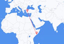 Flyreiser fra Mogadishu, Somalia til Denizli, Tyrkia